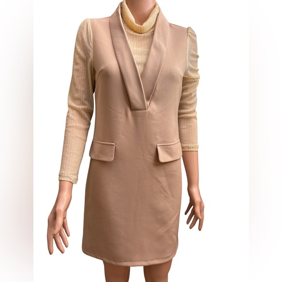 Lianjiani Dresses & Skirts - Lianjiani Chic Tan Long Sleeve Dress Medium